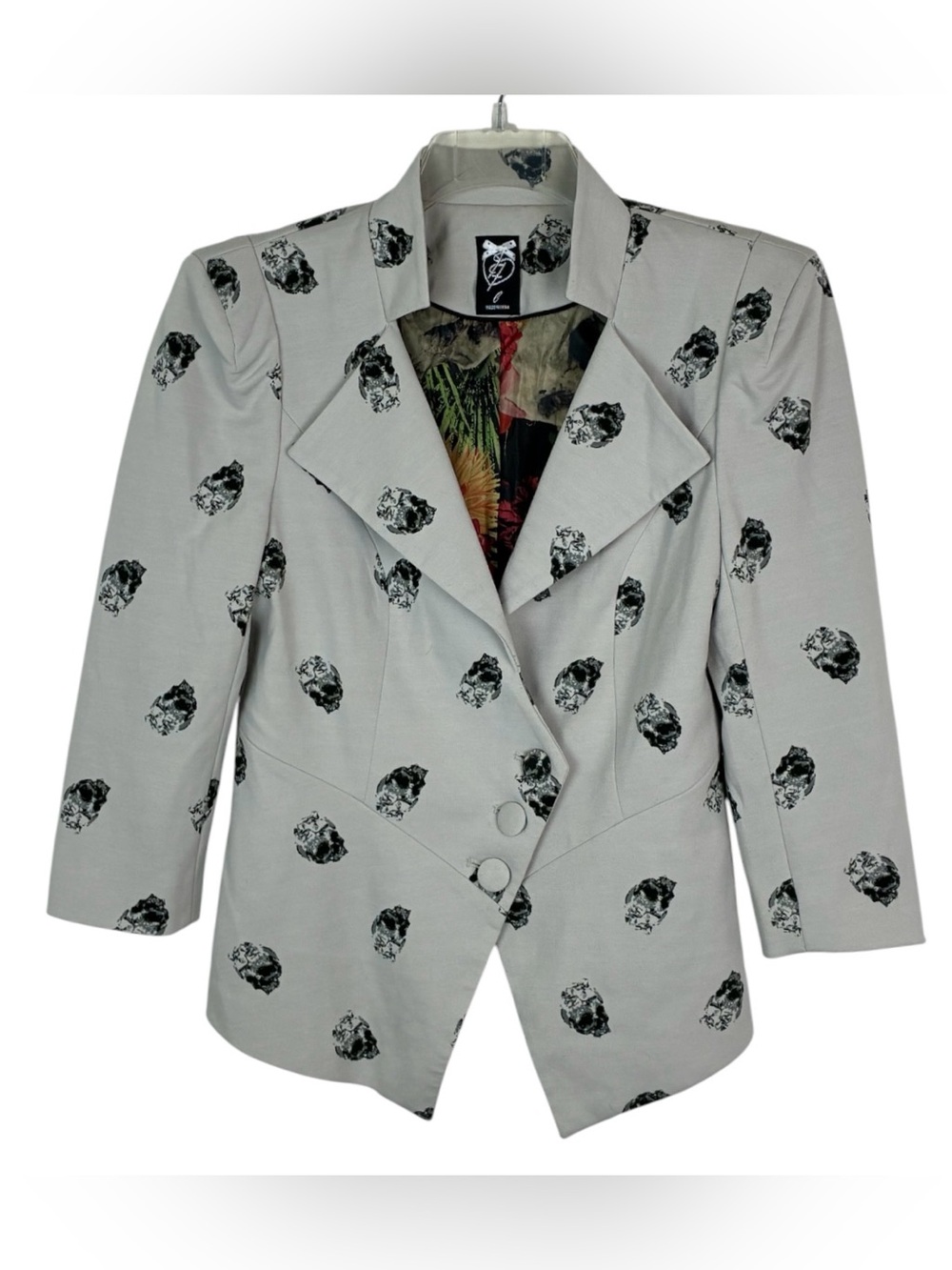 Iron Fist Women’ s Vintage Gothic Skull a Dot Jacket Blazer Size Small